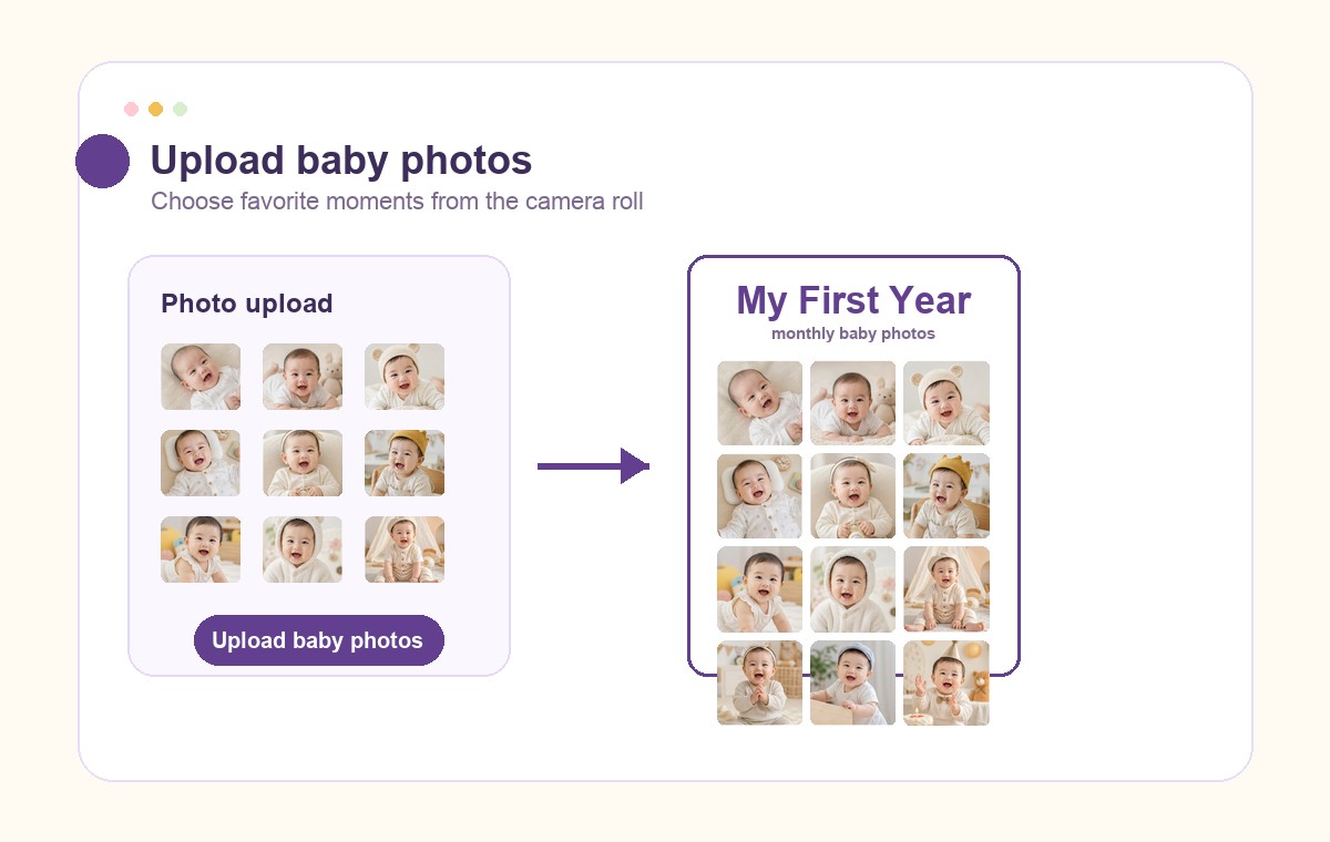 Upload baby photos into the poster maker