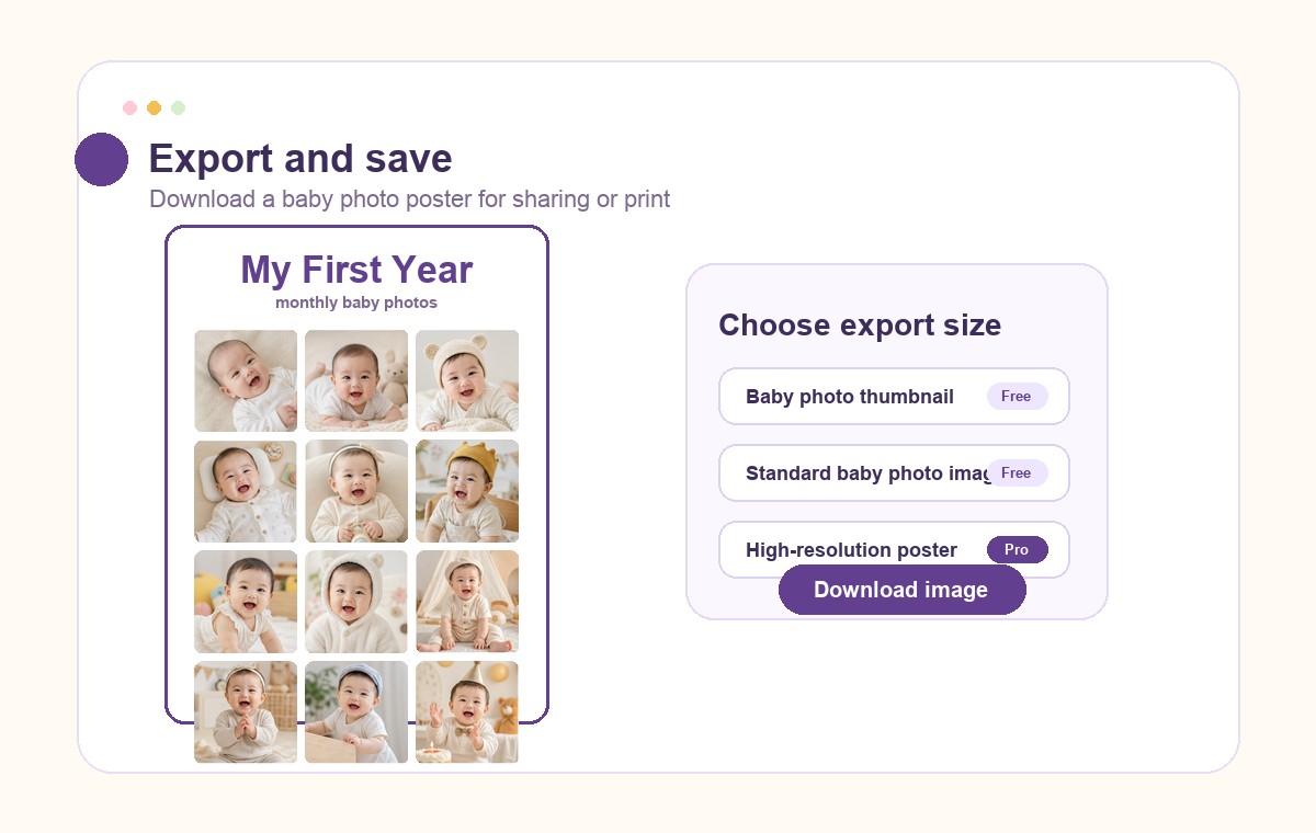 Export and save a baby photo poster image